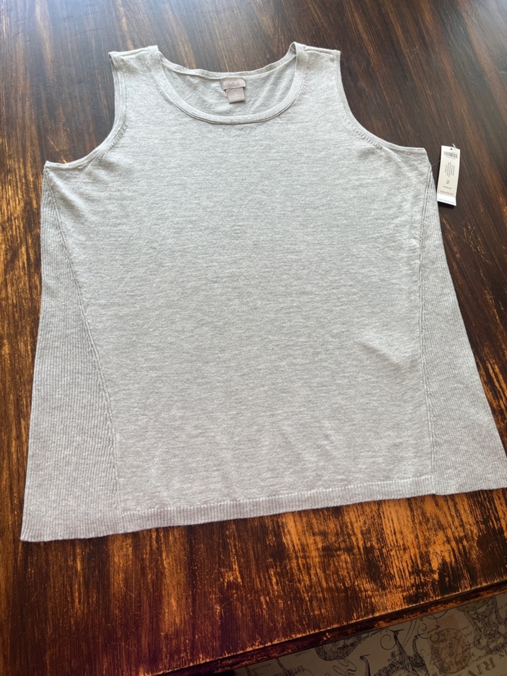 Chico's Neutral Gray Crewneck Knit Top